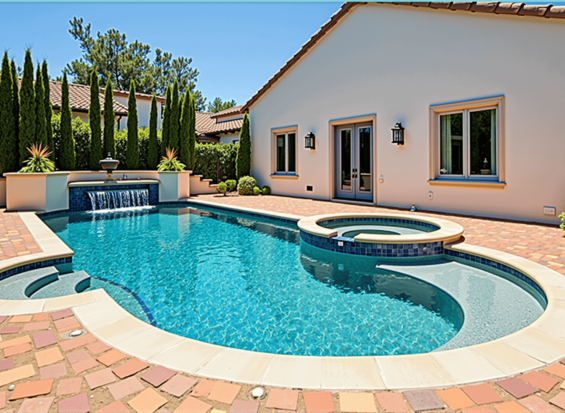 Freeform-Waterfall Pool & Spa