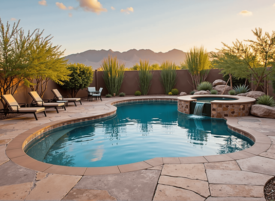 Freeform-Waterfall Pool & Spa