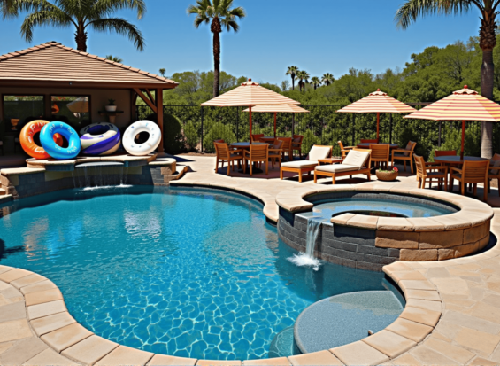 Freeform-Waterfall Pool & Spa