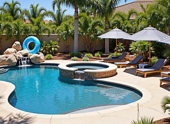 Freeform-Waterfall Pool & Spa