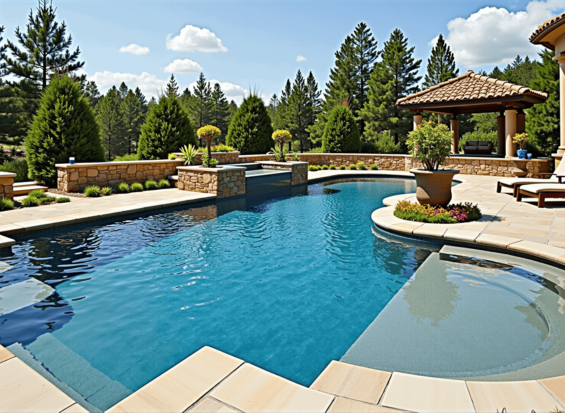 Freeform-Waterfall Pool & Spa