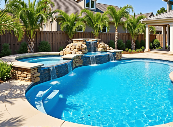 Freeform-Waterfall Pool & Spa