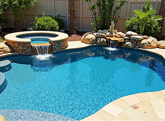 Freeform-Waterfall Pool & Spa