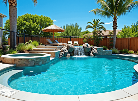 Freeform-Waterfall Pool & Spa