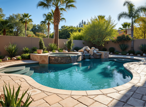 Freeform-Waterfall Pool & Spa