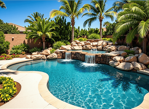 Freeform-Waterfall Pool & Spa