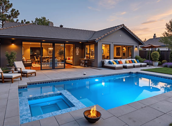 Rectangular Pool & Spa